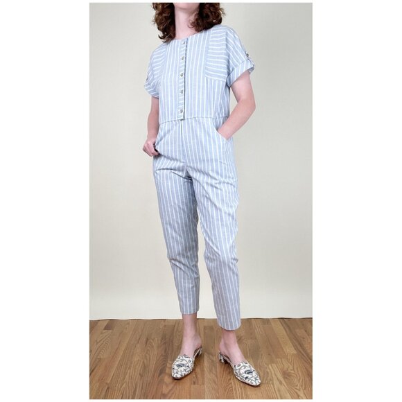Vintage Handmade Coastal Grandma Prep Jumpsuit Coverall Nautical Preppy 60s 70s - Picture 2 of 6